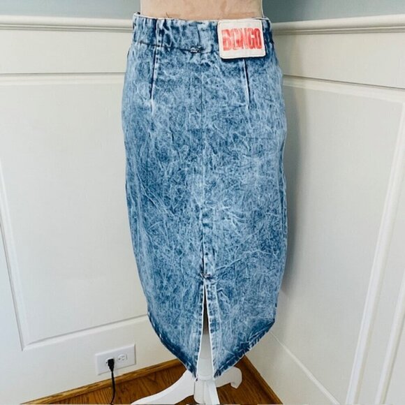 Bongo Contempo Casuals Vintage 80's Heavy Acid Wash High Rise Denim Skirt 27 - Picture 10 of 10